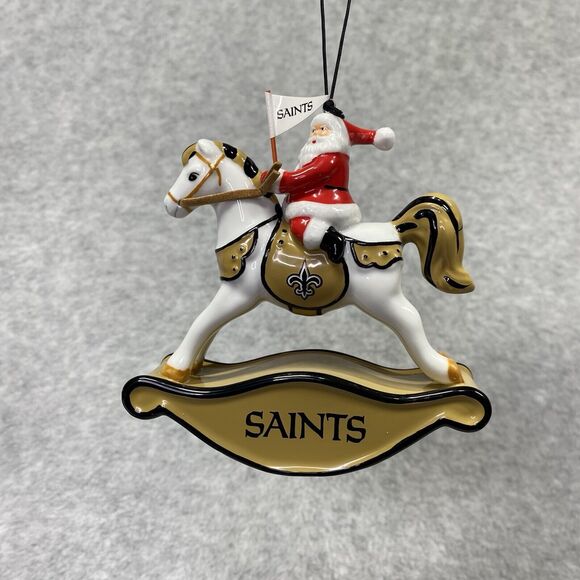 New Orleans Saints Danbury Mint Rockin Santa Ceramic Christmas Holiday Ornament - Picture 1 of 13